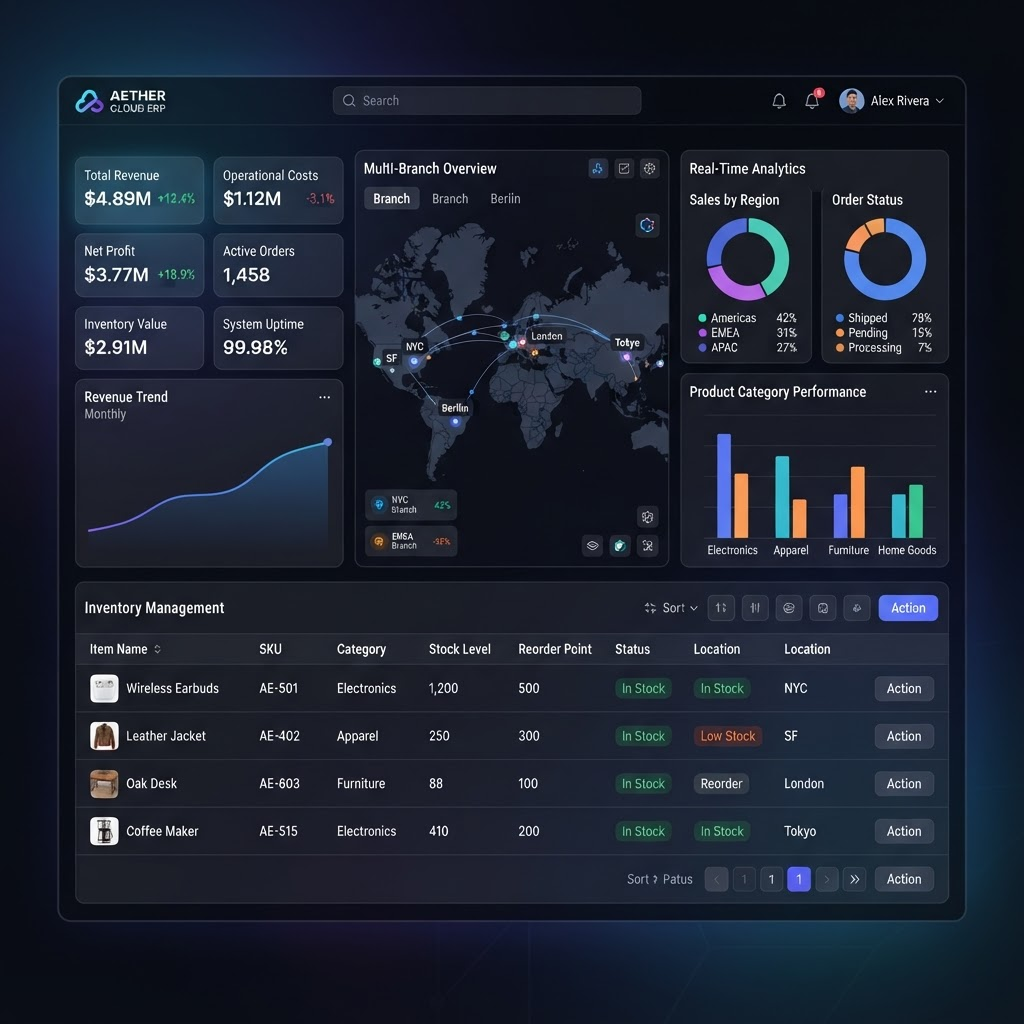 Cloud ERP product screenshot